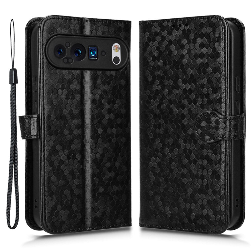 For Google Pixel 9 Pro Case PU Leather Dots Pattern Imprinted Phone Cover Stand Function For Google Pixel 9 Pro Case PU Leather Dots Pattern Imprinted Phone Cover Stand Function